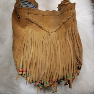 Lucky Brand | Bags | Rare Lucky Brand Suedewood Beaded Fringe Purse ...